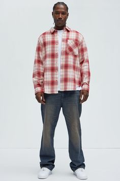 Available In Red/combo. Fold Down Collar Front Button Closure Chest Pocket Long Sleeve 60% Cotton 40% Polyester Disclaimer: Plaid Placement Will Vary. Imported | Mens Dighton Plaid Shirt in Red size 3XL by Fashion Nova Mens Button Up, Chest Pocket, Plaid Shirt, Button Up Shirts, Fashion Nova, Plaid, Mens Shirts, Long Sleeve, Red