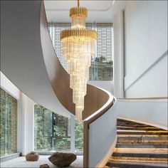 Modern Luxury Stair Chandelier High Quality Crystal Living Spiral Chandelier, Luxury Staircase, Staircase Chandelier, Indoor Lighting Fixtures, Chandelier Style, Gold Chandelier, Black Chandelier, Led Chandelier, Contemporary Lighting