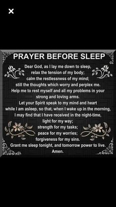 Prayer Before Sleep, Bedtime Prayer, Everyday Prayers, Evening Prayer, Lay Me Down, Night Prayer, Prayer Verses, Before Sleep, Prayer Scriptures