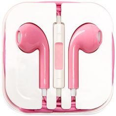 the pink ear buds are attached to the back of the headphones in this case