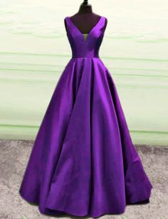 V Neck Dresses, 2023 Prom, Satin Formal Dress, Satin Ball Gown, School Prom, Dresses Satin, V Neck Prom Dresses, Prom Ball Gown, Senior Prom