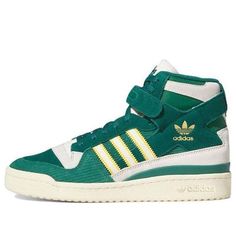 adidas Forum 84 High Shoes 'Collegiate Green' FZ6301 High-top Sportswear Sneakers With Branded Insole, Custom Green Adidas Sneakers, Adidas Logo Sporty Lace-up High-top Sneakers, Green Sneakers With Three Stripes And Round Toe, Low-top Green Sneakers With Three Stripes Branding, High-top Boost Midsole Sport Sneakers, Adidas Lace-up Sneakers With Three Stripes Branding, High-top Sportswear Sneakers With Boost Midsole, High-top Sneakers With Boost Midsole For Sportswear