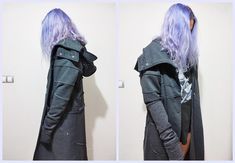 Edgy Fitted Outerwear For Cosplay, Fitted Punk Outerwear For Cosplay Events, Fitted Alternative Costume Outerwear, Alternative Fitted Costume Outerwear, Cyberpunk Fitted Winter Outerwear, Fitted Cyberpunk Winter Outerwear, Techwear Outerwear With Detachable Hood And Long Sleeves, Winter Cyberpunk Fitted Outerwear, Cyberpunk Outerwear For Larp In Fall