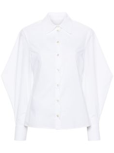 optical white cotton poplin texture embroidered logo to the rear cut-out detailing classic collar front button fastening diamond sleeves buttoned cuffs straight hem Yoko London, City Dress, Summer Beach Wear, Lady Dior, Cotton Poplin, Jacket Tops, Denim Dress, White Cotton, All Fashion