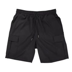 Men's Classic Xl Solid Black Color Multi-Pocket Shorts Solid Color Cargo Shorts With Pockets For Streetwear, Black Cargo Shorts With Pockets For Summer, Solid Cargo Shorts With Pockets For Streetwear, Black Utility Shorts With Multiple Pockets, Black Cargo Pants With Multiple Pockets For Summer, Black Cargo Shorts With Patch Pockets For Streetwear, Black Summer Cargo Pants With Side Pockets, Black Utility Shorts With Hip Pockets, Black Utility Cargo Shorts With Side Pockets