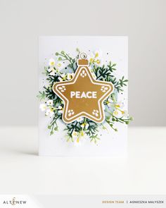 a card with a star shaped dieing on it