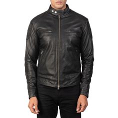 Men's Gatsby Quilted Black Leather Biker Jacket Classic Leather Jacket For Motorcycling, Classic Leather Motorcycle Jacket, Fitted Biker Jacket With Button Closure, Leather Biker Jacket With Padded Collar For Biker Events, Biker Leather Jacket With Button Closure For Work, Fitted Biker Jacket With Snap Buttons, Classic Leather Biker Jacket With Button Closure, Casual Leather Biker Jacket With Button Closure, Biker Jacket With Button Closure For Work