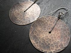 Large Brass Disk Earrings Disk Earrings, Disc Style, Earthy Jewelry, Hammered Brass, Small Jewelry Box, Disc Earrings, Earrings Inspiration, Women Gifts, Handcrafted Earrings