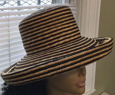 Never-worn natural colored with black striping hand-woven straw vintage Chapeau du Matin/Audrey Hepburn style Summer hat is by Laura Ashley. The price of the hat includes shipping this large hat, which amounts to a higher shipping price. This hat is so elegant and chic; you can dress it up for a chic Summer party, or dress it down worn with a swim coverall for a day at the beach. The style of the hat is so Audrey Hepburn from Breakfast at Tiffany...it is called a Chapeau du Matin style hat. This Vintage Audrey Hepburn, Large Hat, Audrey Hepburn Style, Hepburn Style, Straw Clutch, Large Hats, Summer Hat, Vintage Scarf, Style Summer