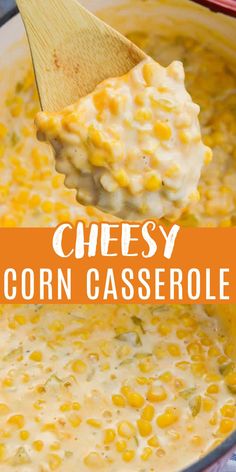 side dish recipe Cheesy Corn Casserole Cream Corn Crockpot, Corn With Cream Cheese, Corn Cream Cheese, Fried Corn Recipes, Recipes With Velveeta Cheese, Sweet Corn Casserole, Cheese Corn Casserole, Corn Cream, Cheesy Corn Casserole