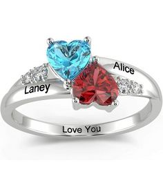 ❤ Personalized Promise Ring ❤ - This 2 simulated birthstone ring was born for all adorable ladies. Order one for yourself or your wife, customizing it with your simulated birthstones, names, inspirational short messages, coordinates, names, dates, or initials to make it more special & meaningful. ❤ Amazing Gifts ❤ - this personalized names ring is a great gift for your mother, grandmother, wife, girlfriend, loved one or a special treat for yourself,born to be promise ring, nana rings,... Personalized Silver Birthstone Ring For Valentine's Day, Personalized White Birthstone Ring For Mother's Day, Personalized Red Promise Ring, Promise Ring With Names For Valentine's Day, Personalized White Rings For Valentine's Day, Personalized Silver Heart Cut Birthstone Ring, Personalized White Birthstone Ring For Anniversary, Personalized Birthstone Ring For Wedding On Valentine's Day, Personalized Double Heart Promise Ring