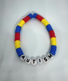 Autism (Awareness) Heishi Bracelet #handmadebracelet #heishibracelets #beadedbracelets #bracelets #autism #autismawareness #autismmom Keychains Ideas, Clay Bracelets, Heishi Bracelet, Bracelets Ideas, Awareness Bracelet, Clay Bracelet, Beads Bracelets, Clay Bead