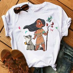 Description DressBetty - Cute Disney Princess Crew Neck Women's Top White Cartoon Print T-shirt For Disney Trips, White T-shirt With Cartoon Print For Disney Trips, White T-shirt For Disney Trips In Summer, Cute Disney Princess, Cartoon Princess, Y2k Dresses, Princess Cartoon, Boho Floral Dress, Cute Disney