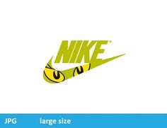 the nike logo is displayed on a white background with blue and green stripes, which also have yellow eyes