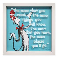 the cat in the hat quote framed art print