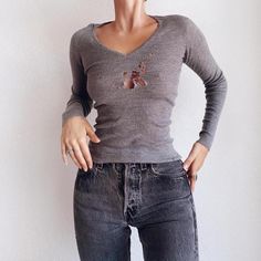 Wicked And Thrashed Vintage Gucci Top. This Top Has Worn And Split In Multiple Areas, Giving It A Very Grunged Look. Look Great With Your Favorite Vintage Denim, Or Could Be A Fun Project To Work On. A Staple Grey Hue, With A Wool Material. Tag Size Removed, Fits Like An Xxs/Xs. All Measurements Below To Ensure Fit. Bust: 12.5in, Stretches To 14in Waist: 10in, Stretches To 13in Length: 20in Pit To Wrist: 18in #Vintage #Gucci #90s #Wool #Couture Gucci Fitted Tops For Spring, Fitted Gucci Tops For Spring, Gucci Fitted Long Sleeve Top, Fitted Gucci Tops For Fall, Gucci Fitted Casual Top, Casual Fitted Gucci Tops, Gucci 90s, Gucci Top, Vintage Denim