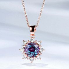 - Brand New, Never Worn - Necklace Length: 18 Inches - Base Metal: 925 Sterling Silver - Plating: 14k Rose Gold Vermeil - The Color Of Alexandrite Changes Under Different Lighting Conditions. - Measurements: 7.0 X 7.0 Mm - Carat Weight: 1.6 Ct. (Approx.) - 100% Genuine Lab-Grown Alexandrite - Accent Stones: Cubic Zirconia - Carefully Packed With Box Alexandrite Necklace, Wear Necklaces, I Love Jewelry, Opal Necklace, Base Metal, Chains Jewelry, Gold Vermeil, Womens Jewelry Necklace, Silver Gold