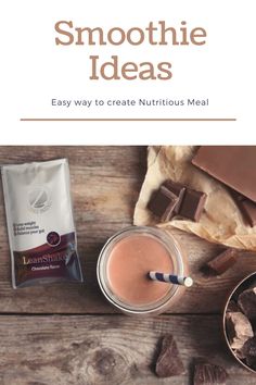 the cover of smoothie ideas is shown next to chocolates, milk and nuts