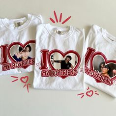 Custom Personalized Kpop I Love my Boyfriend Shirts  In the personalization box, put in the link to the picture of your choice or message me the picture! I will send you a proof of your chosen picture in the template before I make your shirt :)  100% cotton & unisex fit Measurements are in the last picture! *Each shirt is handmade to order. Slight differences may occur. Image is DTF transfer and may eventually fade after wears and washes.* I Love My Bf Shirt, Gifts To Give Your Boyfriend, Boyfriend Shirt Outfit, I Love My Boyfriend Shirt, Boyfriend Shirt Outfits, I Love My Girlfriend Shirt, Singapore Outfit, Boyfriend Shirts, Boyfriend Kpop