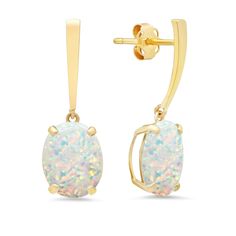 PRICES MAY VARY. EYE CATCHING 14K GOLD GEMSTONE EARRINGS - Classic gold oval-cut gemstone drop earrings crafted in 14k white or yellow gold. Each earring is stamped with "14K" as a symbol of authenticity and a promise of exceptional quality. In addition, 14k gold will not oxidize or discolor. Wear these earrings every day, everywhere! CLASSIC, TIMELESS, AND VERSATILE - Gemstones are the highlights of these birthstone earrings. Created Opal is the birthstone of October. The gemstones are securely Gemstone Earrings Dangle, Opal Drop Earrings, Yellow Gold Solitaire, Gemstone Drop Earrings, Birthstone Earring, Earring Crafts, Drop Dangle Earrings, By Max, February Birth Stone