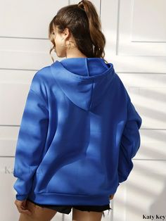 Katykey - Premium Quality Solid Color Casual Sports Hooded Sweatshirts with Front Pocket and Drawstring Hoodie, Ideal for Womens Athletic Wear Fall Care, Women's Athletic Wear, Drawstring Hoodie, Athletic Wear, Front Pocket, Types Of Printing, Hooded Sweatshirts, Collar Styles, Premium Quality