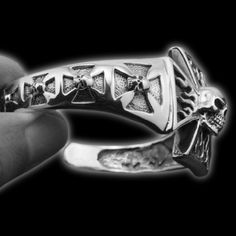 Biker Skull Cuff Bracelet High Quality 316l Stainless steel Silver Plated Indestructible Free Shipping Lifetime Warranty Wrist size: free size (adjustable, suitable for 6.5~7.7 inch wrist) ⬅ Go Back to Skull Bracelets ➥ Check out all the Skull Cuff & Bangle ➥ Look also: Skull bead bracelet & leather ️‍🔥 Trending Now: Skull Rings Leather Trend, Skull Rings, Skull Bracelet, Bracelet Leather, Beaded Skull, Skull Ring, Stick It Out, Cuff Bangles, Shiny Silver