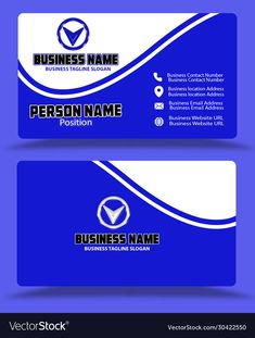 two business cards with blue and white waves