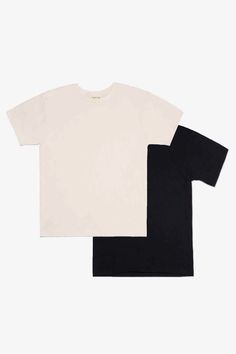 This pack contains 2 crew t-shirts: Shirt is a lightweight organic cotton knit fabric with a ribbed collar. It has a soft and relaxed feel, fits true to size but if you want a closer fit, size down. The packs come in all black or all undyed white colors (creamier and richer than bleached white). T Shirt Company, Cotton Shirts For Men, Timeless Wardrobe Staples, Organic Cotton Clothing, Sustainable Brand, Eco Friendly Fashion, San Francisco Bay, San Francisco Bay Area, Sustainable Clothing