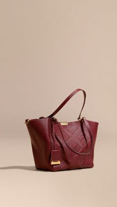 The Small Canter in Embossed Check Leather Deep Red Burgundy Tote Bag For Work, Burgundy Workwear Tote Bag, Luxury Burgundy Bags For Work, Burgundy Crossbody Bags For Workwear, Burgundy Crossbody Bag For Work, Leather Tote Handbags, Handbags Pink, Fragrances For Women, British Outfits