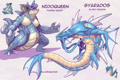 two different types of blue and yellow dragon