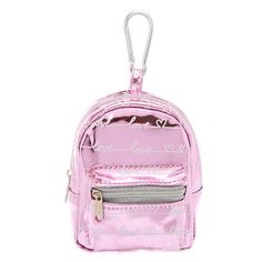 Metallic Love Script Mini Backpack Keychain - Pink | Claire's US Unicorn Ears, Love Script, Unicorn Slippers, Lip Gloss Cosmetics, Backpack Keychains