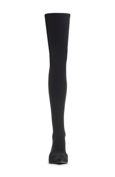 Keep your look streamlined with one-and-done ease in this thigh-high stocking boot that seamlessly pairs a pointy-toe kidskin flat with a stretch-jersey shaft. Pull-on style Textile and leather upper and lining/leather sole Made in Italy Designer Shoes Thigh High Stocking, Hairstyling Products, Rollerball Perfume, Makeup Gift, Fragrance Design, Fabric Gifts, Thigh High Boots, Styling Tools, Black Fits