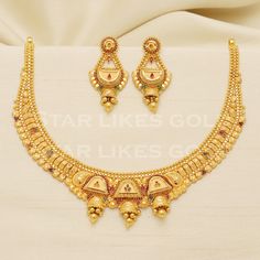 22kt yellow gold handmade necklace jewelry from Rajasthan India. Brand- StarLikesGoldIndia Weight- 26.82 grams approx. Metal- yellow gold real gold. Metal purity- 22 Karat. Max Length - Necklace 4.75 inches approx. Earrings - 4 centimeter approx Max Width- Necklace 2.6 centimeter approx. Earrings - 2 centimeter approx Condition- excellent brand new Please feel free to ask if you have any query. Gold Handmade Necklace, Elegant Gold Necklace, Handmade Gold Necklace, Length Necklace, Set Jewelry, Gold Necklace Set, Jewelry Indian, Gold Necklace Designs, Rajasthan India