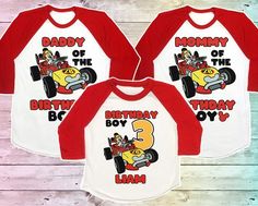 Make your Birthday Celebration special with matching shirts!#Women order size down on the unisex raglans!HOW TO ORDER:+Leave Note personalization section in listingFor CHILD ShirtsFront Only:+Date Needed ByFor back of shirt+NAME+AGE+DATE NEEDED ByFor FAMILY Shirts+NAME (Daddy, Mommy, Grandma, Sister, Brother, Nana, etc)+Date NeededShipping and Delivery Times3-5 days to Create your shirt.3-5 Days in Shipping.ReturnsThere are no returns based on sizing!Please read the sizing chart before orderingI White Mickey Mouse Top For Birthday, Racers Outfit, Mickey Mouse Crew Neck Top For Birthday, Racer Mickey Mouse Birthday, Mickey Mouse Road Racers Birthday Party, Mickey And The Roadster Racers Birthday, Mickey And The Roadster Racers Party, Roadster Racers Birthday, Mickey Roadster Racers Party