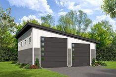 a two car garage is shown in this rendering