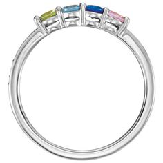 Customize with children's birthstone. This elegant ring is available in sterling silver with 1-6 birthstones. When you're ordering please select the ring size and include a note for birthstone details. I will respond your email to confirm. Stones will be set from left to right. This ring is sterling silver .925 but I can also make it in solid gold, please let me know if you're interested. The following simulated birthstones will be set: January - Simulated Garnet $0 February- Simulated Amethyst Mothers Day Rings, Family Rings, Mother Jewelry, Mother Rings, Family Jewellery, Swiss Blue Topaz, Stackable Ring, Elegant Ring, Multi Stone Ring