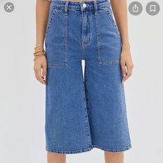 Nwt Anthropologie Maeve Ultra High-Rise Denim Culottes. Size- 28 (For Some Reason The Tag Says 25, But The Actual Pants Say 28, And The Waist Measures 28!) 99% Cotton, 1% Elastane. Relaxed Fit. Five Pocket Styling. Front Zip. Machine Wash. Rise- 12”, Inseam- 18” Beautiful, Unique Jeans With An Awesome Fit. Just Different Enough To Set You Apart! Spring Flare Jeans With Patch Pockets In Dark Wash, Spring Dark Wash Flare Jeans With Patch Pockets, Denim Blue Cropped Jeans With Pockets, Spring Medium Wash Bottoms With Patch Pockets, Casual Cropped Jeans With Patch Pockets For Spring, Mid-rise Cropped Jeans With Patch Pockets In Medium Wash, Mid-rise Cropped Jeans With Patch Pockets, Spring Mid-rise Jeans With Patch Pockets, Casual Cropped Jeans With Patch Pockets