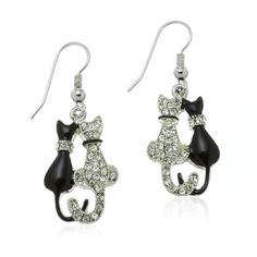 PRICES MAY VARY. Whimsical Cat Design: Adorn your ears with these charming Crystal Cat Earrings. Featuring one black cat and one adorned with clear crystals, their intertwining tails symbolize perfect love, making them an ideal accessory for any kitty lover. Perfect for Cat Enthusiasts: Ideal for women who appreciate fashion and adore feline companions, these earrings are a delightful way to showcase your love for cats while adding a touch of elegance to your ensemble. Lightweight and Comfortabl Crystal Cat, Whimsical Cats, Cat Brooch, Perfect Love, Cat Jewelry, Cat Earrings, Clear Crystals, Cute Sets, For Cats