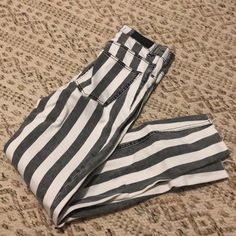 B/W Striped Zara Skinny Jeans, Never Worn, No Tags, Cropped Fit Chic Striped Fitted Jeans, Summer Striped Fitted Jeans, Zara Jumpsuit, Zara Pants, Jeans Color, Colored Jeans, Pant Jumpsuit, Size 2, Pants For Women