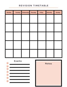 a printable version of the revsion timetable for students to use in their classroom