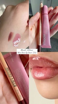 Rhode Ribbon, Lip Combo Pink, Lips Tutorial, Rhode Lip, Lipgloss Makeup, Lip Combos, Lip Tutorial, Lipgloss Lips, Skin Care Face Mask