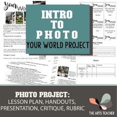 an instructional manual for the art teacher's photo project, featuring photos and text