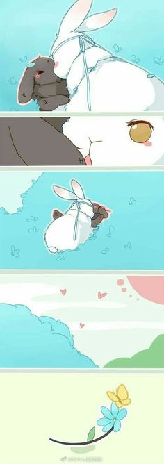 an animated rabbit is swimming in the water