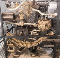 a cage filled with lots of different types of items