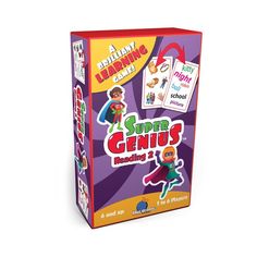 a card game for kids with the title super genius reading 1 on it's front