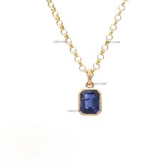 Blue sapphire octagon bezel set mini charm pendant gold | Natural royal blue sapphire small charm gold | Blue sapphire mini pendant gold GEMSTONE DETAILS : ✦ Gemstone : Blue Sapphire ✦ Gemstone Type : Natural ✦ Gemstone Size : 7X5 MM ✦ Gemstone Shape : Octagon \ Emerald Cut ✦ Gemstone Weight : 1.12 Carats ✦ Gemstone Grade : AAA METAL DETAILS : ✦ Metal : 14K/18K Gold ✦ Metal Color : Yellow / White / Rose Gold ✦ Setting : Prong Setting ✦ Pendant Box : Yes SHIPPING DETAILS : ✦ Shipped via : UPS ✦ P Sapphire Gemstone Round Pendant Necklace, Sapphire Pendant Necklace With Gemstone Accents, Sapphire Pendant Necklace With Polished Finish, Faceted Sapphire Pendant Necklace, Blue Gemstone Square Pendant Jewelry, Rainbow Sapphires, Rainbow Bracelet, Mini Charm, Small Charms