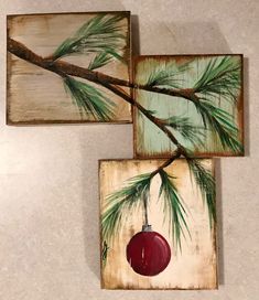 Painted Trees On Wood, Christmas Painting Ideas On Wood, Christmas Art Painting Acrylic On Wood, Rustic Christmas Painting, Christmas Painting On Wood Boards, Easy Christmas Paintings On Wood, Diy Christmas Paintings On Wood, How To Paint A Christmas Tree On Wood, Wooden Christmas Tree Painting Ideas