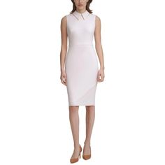 Manufacturer - Calvin Klein Retail - $134.00 Color- Blossom Style Type - Sheath Dress Collection - Calvin Klein Sleeve Length - Closure - Back Zip Material - 94% Polyester/6% Spandex Fabric Type - Polyester Specialty - Collar Nwot Bought But Never Worn As I Think It's Too Small For Me To Wear To Work. Spring Sleeveless Bodycon Office Dress, Spring Sleeveless Office Bodycon Dress, Spring Sleeveless Bodycon Dress For Office, Elegant Fitted Calvin Klein Bodycon Dress, Elegant Calvin Klein Midi Dress For Office, Feminine Sheath Dress For Office, Elegant Calvin Klein Dress For Office, Elegant Calvin Klein Office Dress, Calvin Klein Formal Midi Bodycon Dress