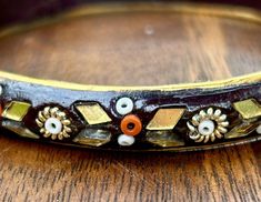 Vintage Black And Gold Tone Bangle Bracelet Beaded Mirror Retro Fashion Jewelry   | eBay Vintage Beaded Bangle Bracelets, Vintage Beaded Bangle Bracelet, Handmade Black Bohemian Bangle, Traditional Black Jewelry, Vintage Black Beaded Bracelets, Bohemian Bangle Stretch Bracelet, Vintage Black Round Bead Bracelets, Vintage Adjustable Beaded Bangle Bracelets, Vintage Bangle Cuff Bracelet