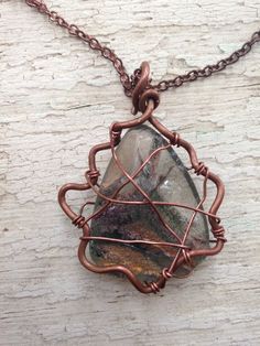 Pear shaped Garden Quartz handmade copper necklace Rust Colored Pendant Necklace As Gift, Handmade Rust Copper Wire Jewelry, Rust Pendant Necklace For Gift, Rust Colored Pendant Necklace For Gift, Rust-colored Pendant Necklace For Gift, Nature-inspired Rose Gold Copper Jewelry, Bohemian Brown Necklace With Copper Wire, Bohemian Brown Copper Wire Necklace, Bohemian Copper Electroformed Necklace